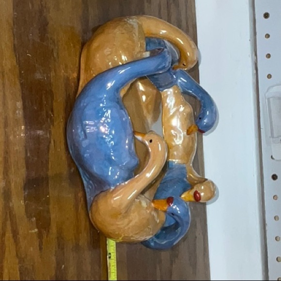 Hand Painted Blue and Gold Lusterware Geese Bowl 30s Raised Star Shape - Picture 11 of 16